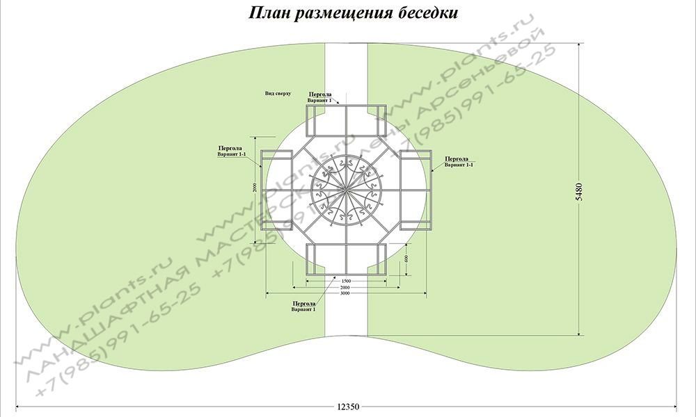 Проект розария - план размещения беседки в розарии